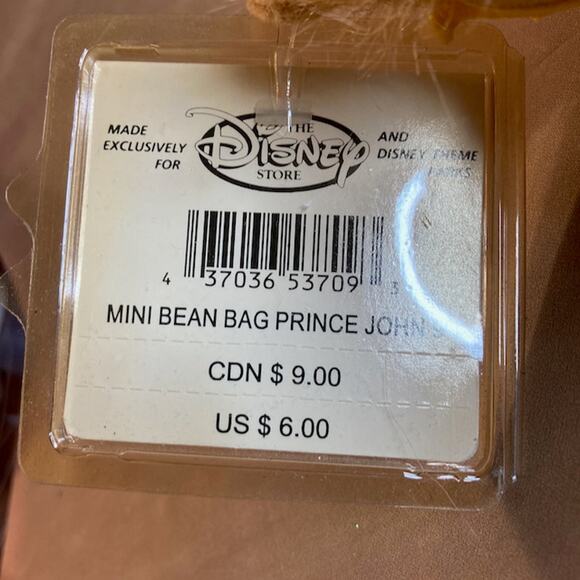 Vintage 90s Disney Store Mini Bean Bag Prince John Plush w/Tag EUC - Picture 2 of 4